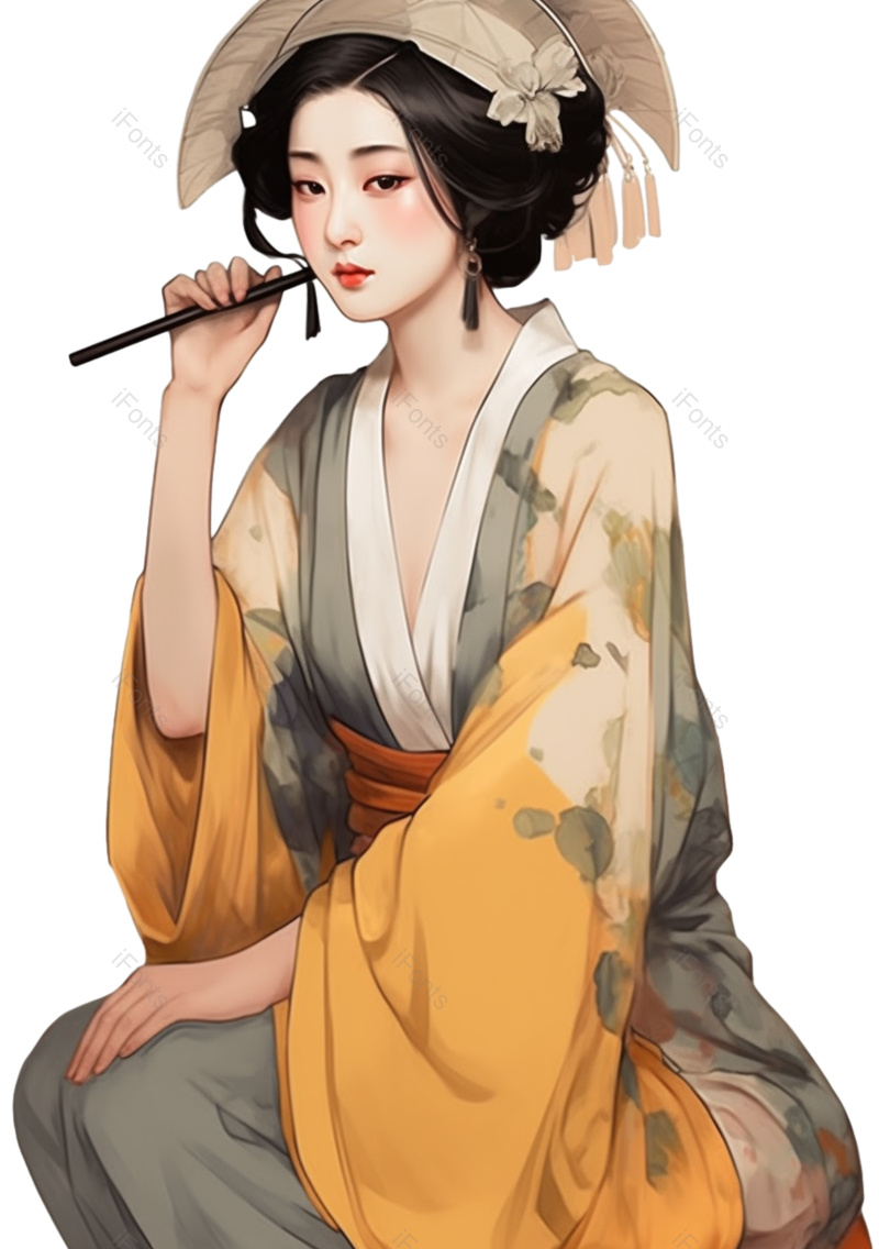 节日图片,元素元素,清新PNG,古风少女免抠素材
